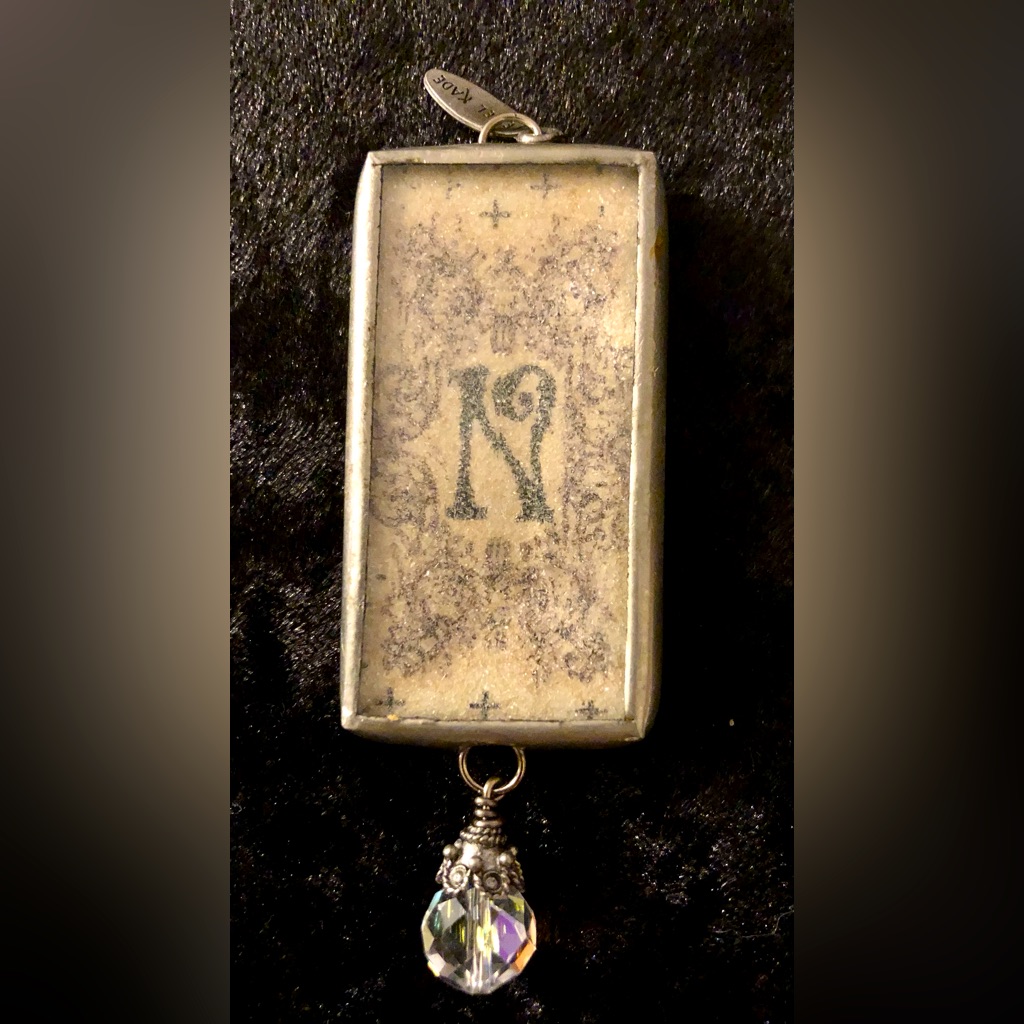 Jewel Kade Necklace Pendant, Crown, Silver Tone, Glass, Round Crystal, Letter N